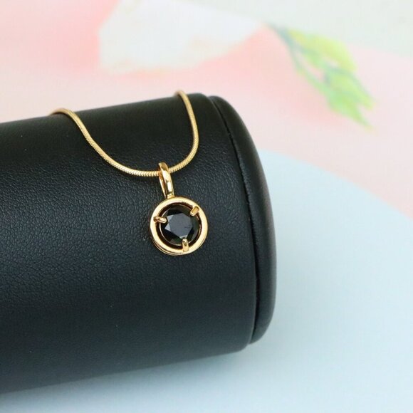 "Round Black Pendant with Gold Finish – Elegant Statement Jewelry Piece,XPPT1706 - Picture 7 of 13
